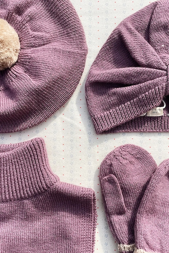 Dziewczynka Konges Sløjd czapka wełniana dziecięca LOULI BONNET KS103498.9BYA fioletowy