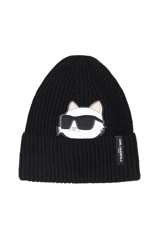 Karl Lagerfeld czapka i szalik bawełniany dziecięcy Z31010.50.56 czarny AW25