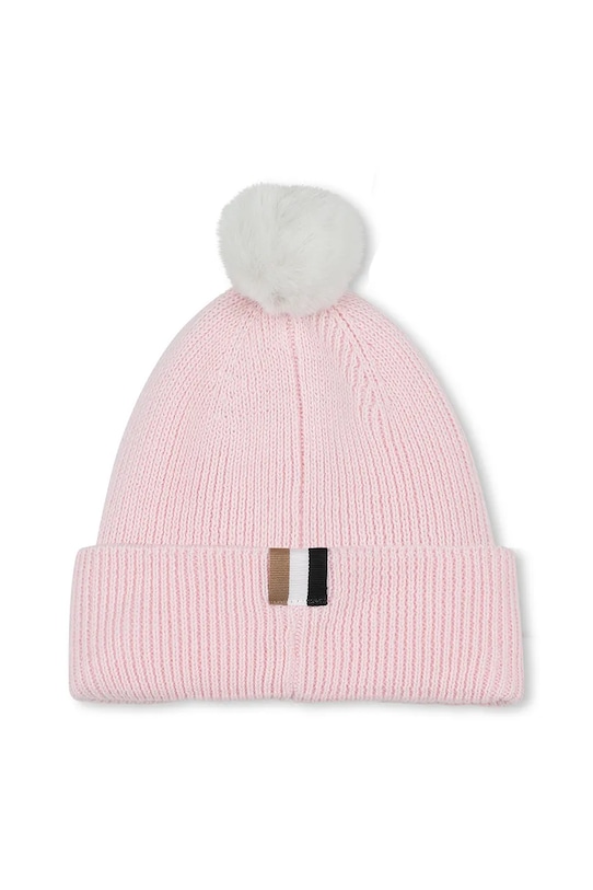 BOSS czapka bawełniana dziecięca J52718 różowy AW25