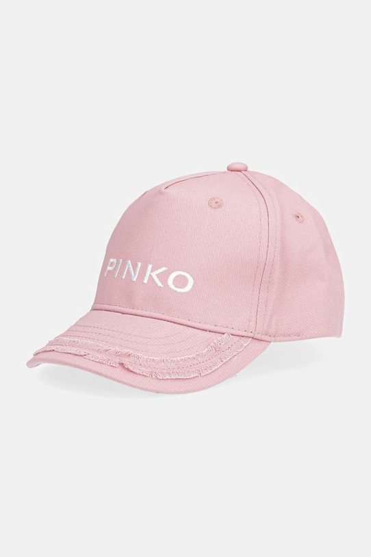 Pinko czapka z daszkiem bawełniana dziecięca aplikacja różowy KFCP001.C.CF046