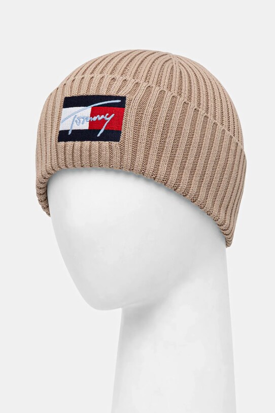 Дитяча бавовняна шапка Tommy Hilfiger AU0AU01981.9BYA бежевий AW25