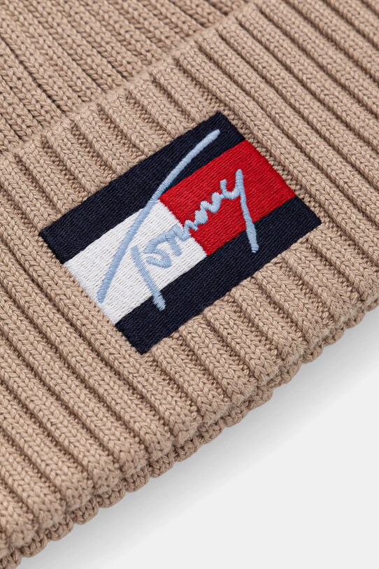 Хлопчик Дитяча бавовняна шапка Tommy Hilfiger AU0AU01981.9BYA бежевий