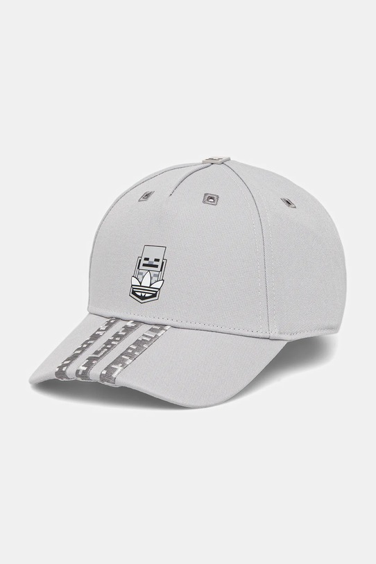 adidas Originals czapka z daszkiem bawełniana dziecięca MINECRAFT nadruk szary JW2982