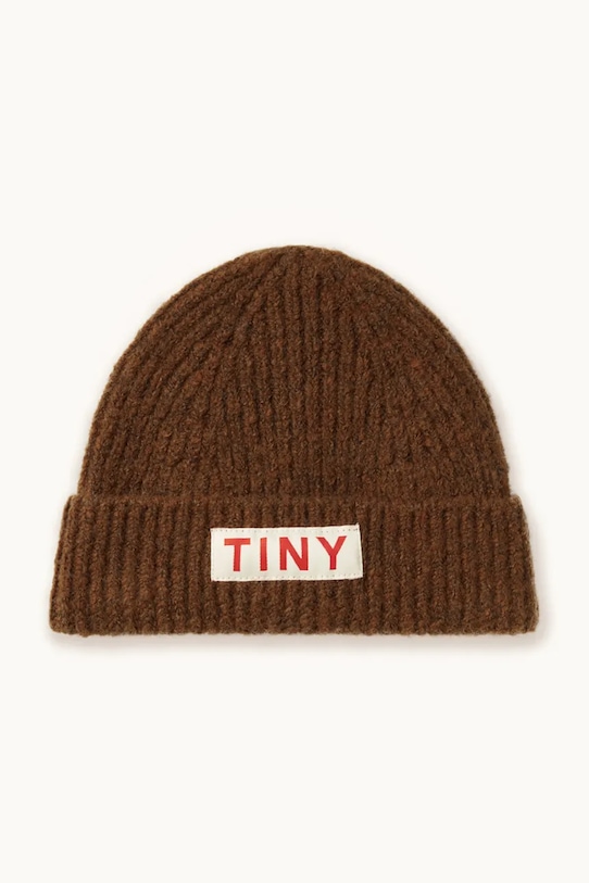 Tinycottons czapka dziecięca SOLID BEANIE z domieszką wełny brązowy AW25.125