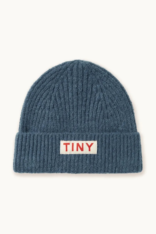 Tinycottons czapka dziecięca SOLID BEANIE z domieszką wełny niebieski AW25.140