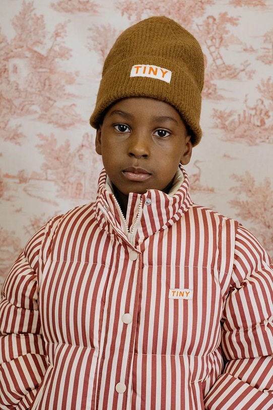 Tinycottons czapka dziecięca SOLID BEANIE z domieszką wełny brązowy AW25.140