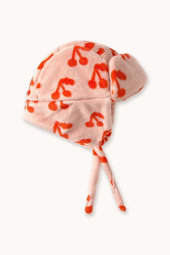 Tinycottons czapka dziecięca CHERRIES EARFLAP BEANIE AW25.571 pomarańczowy AW25