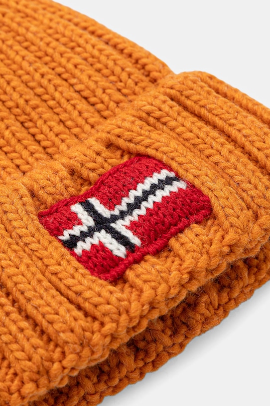 Detská čiapka s prímesou vlny Napapijri SEMIURY NP0A4GMHA681 oranžová AW25