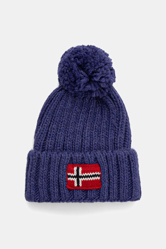 Čiapka s prímesou vlny Napapijri SEMIURY hrubá modrá NP0A4GMHB3B1