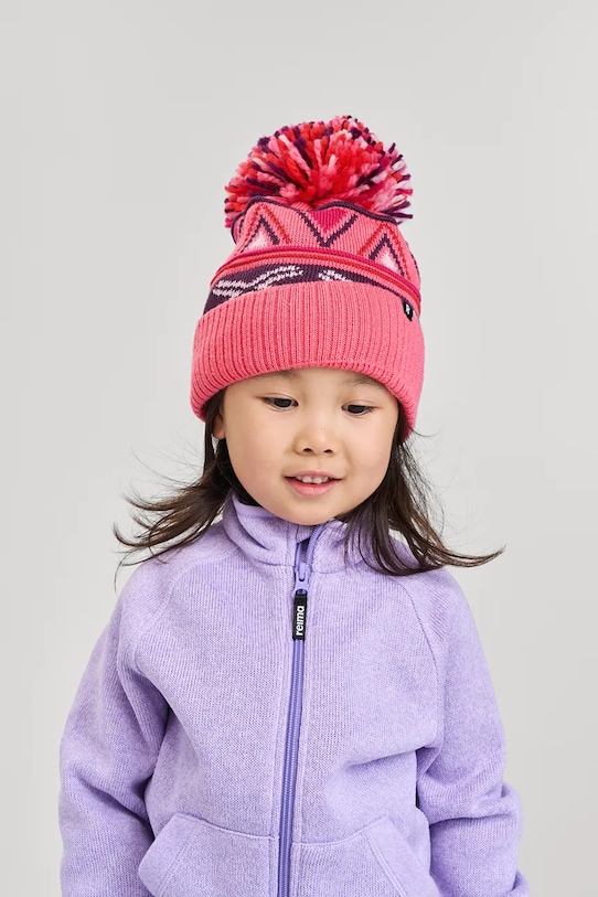Reima czapka z dodatkiem wełny dziecięca Kirjoen średniej grubości różowy 5300286B.9BYA