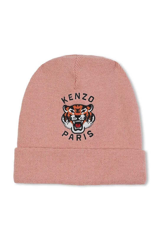 Kenzo Kids czapka z domieszką kaszmiru dziecięca aplikacja różowy K61216.50.52