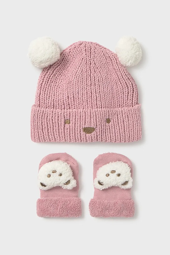 Шапочка и носки для младенцев Mayoral Newborn аппликация розовый 9933.1H.Newborn.9BYA