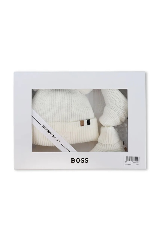 BOSS czapka i kapcie niemowlęce biały J52599