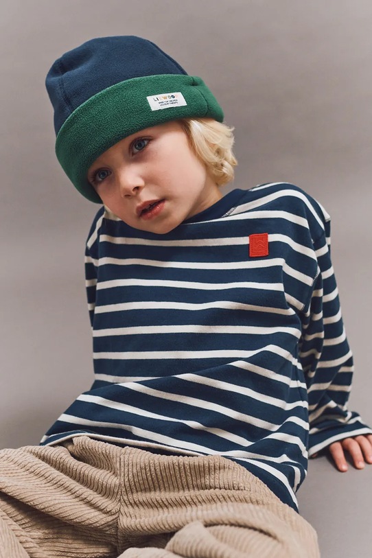 Liewood czapka dziecięca Luciano Fleece Beanie aplikacja granatowy LW20109.9BYA