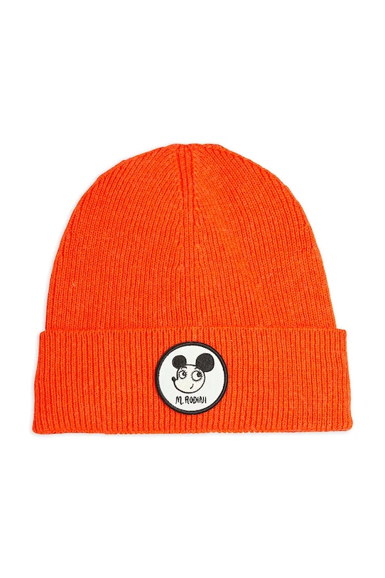 Dětská čepice s příměsí vlny Mini Rodini Ritzratz středně silná oranžová 25765105