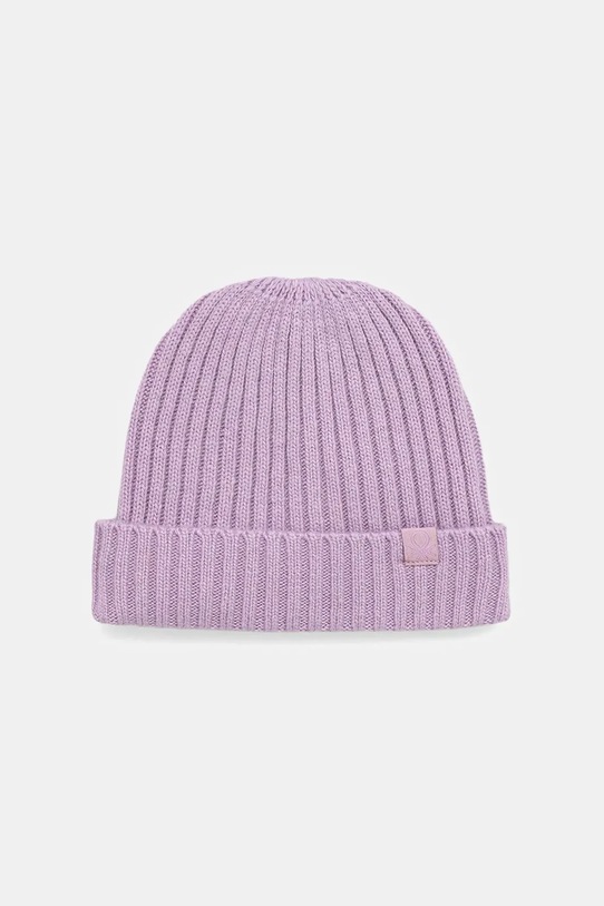 United Colors of Benetton czapka z wełną dziecięca cienka fioletowy 126WGA006.P.seasonal