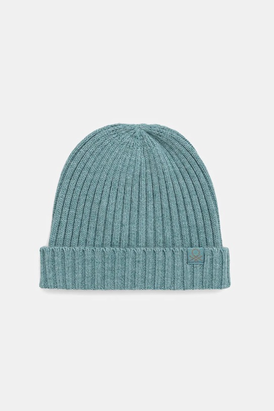 United Colors of Benetton czapka z wełną dziecięca cienka turkusowy 126WGA006.P.seasonal
