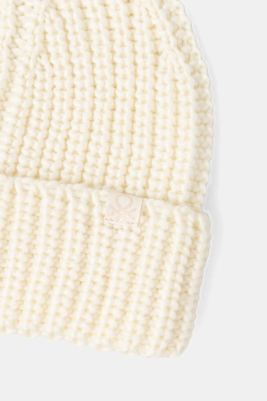 United Colors of Benetton czapka z domieszką wełny dziecięca 105HCA014.G.seasonal beżowy AW25