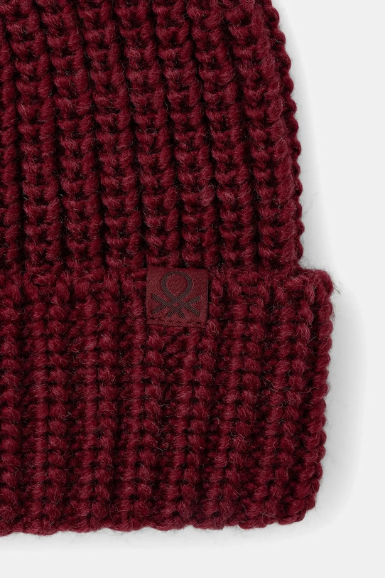 Detská čiapka s prímesou vlny United Colors of Benetton 105HCA014.G.seasonal burgundské AW25
