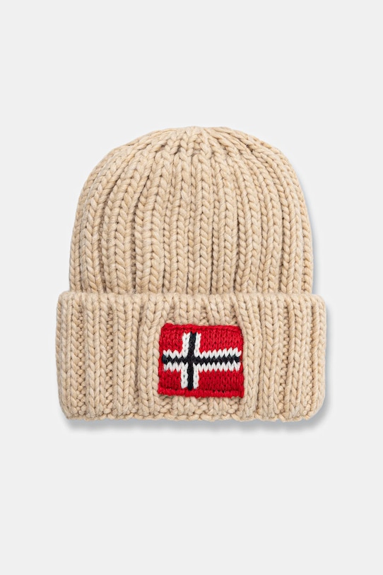 Napapijri czapka z domieszką wełny SEMIURY 6 z domieszką wełny beżowy NP0A4GMHN1J1