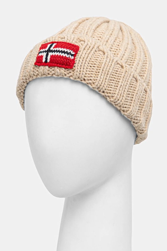 Napapijri czapka z domieszką wełny SEMIURY 6 NP0A4GMHN1J1 beżowy AW24