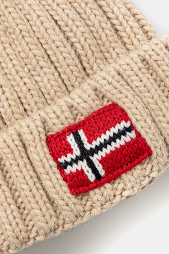 Chłopiec Napapijri czapka z domieszką wełny SEMIURY 6 NP0A4GMHN1J1 beżowy