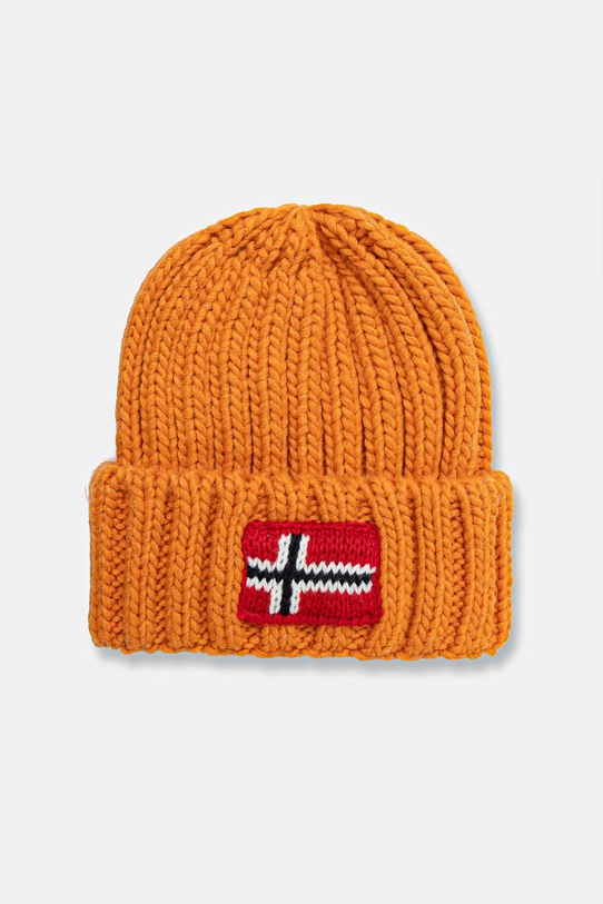 Napapijri czapka z domieszką wełny dziecięca SEMIURY z domieszką wełny pomarańczowy NP0A4GMHA681