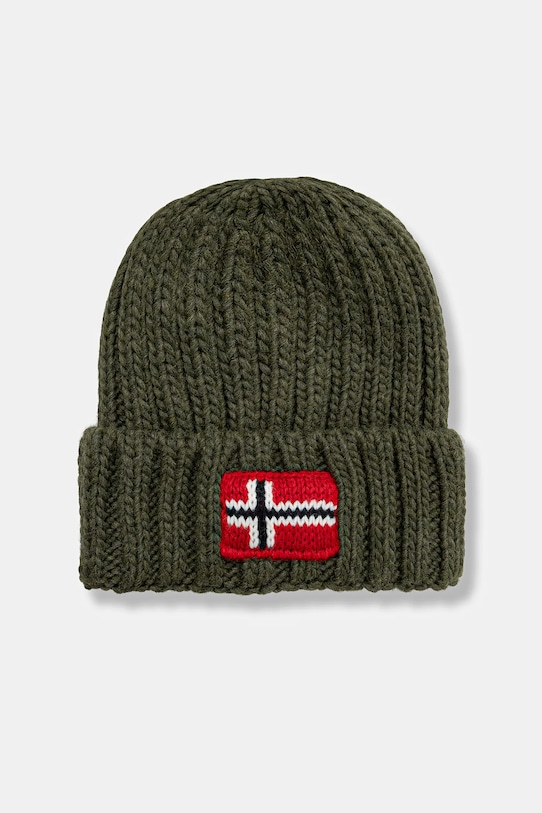 Napapijri czapka z domieszką wełny dziecięca SEMIURY z domieszką wełny zielony NP0A4GMHG0A1