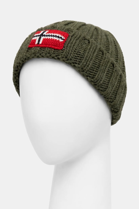 Napapijri czapka z domieszką wełny dziecięca SEMIURY NP0A4GMHG0A1 zielony AW25