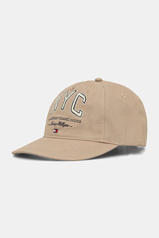 Tommy Hilfiger czapka z daszkiem bawełniana aplikacja beżowy AM0AM13562