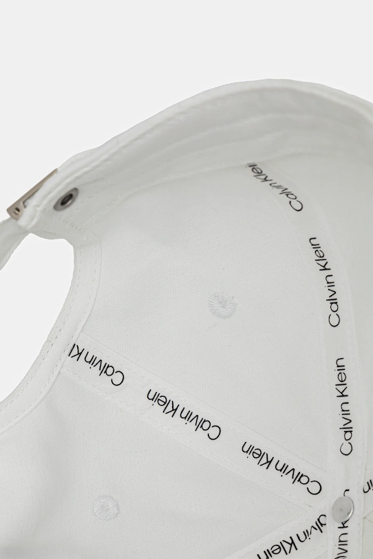 Bavlněná baseballová čepice Calvin Klein bílá LV04D5003G