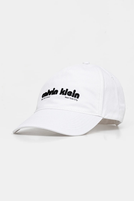 Calvin Klein berretto da baseball in cotone cotone bianco LV04G5061G