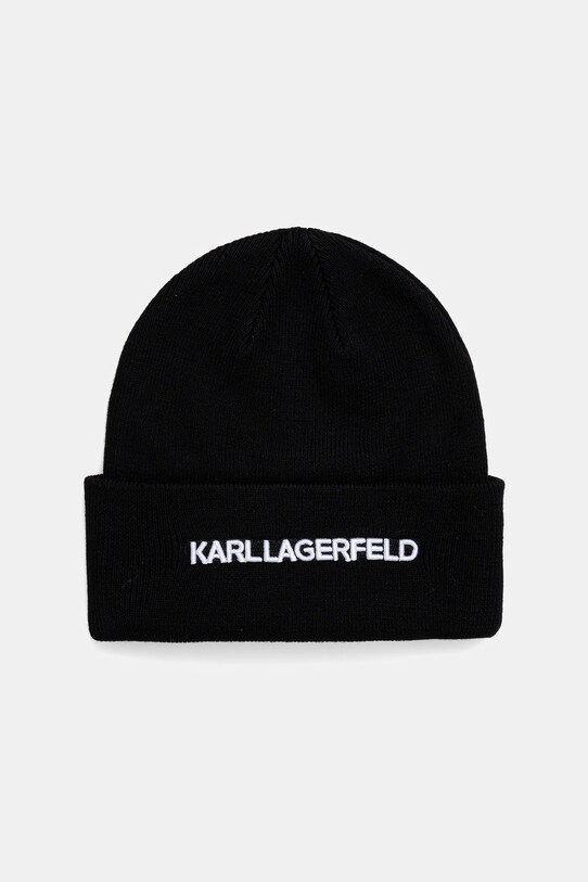 Karl Lagerfeld czapka z domieszką wełny K/ESSENTIAL z domieszką wełny czarny A3M33159