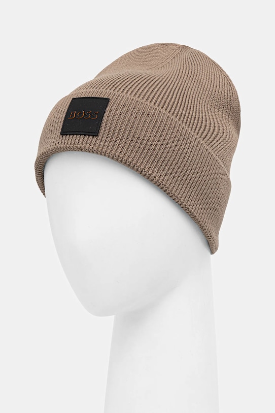BOSS Orange czapka z wełną 50546155 brązowy AW25