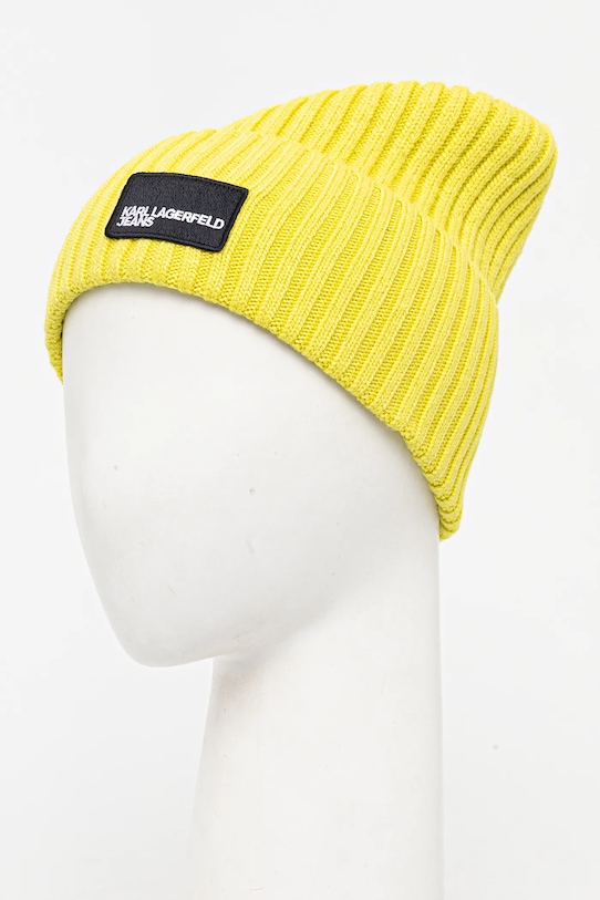 Akcesoria Karl Lagerfeld Jeans czapka z domieszką wełny A3M33115 żółty