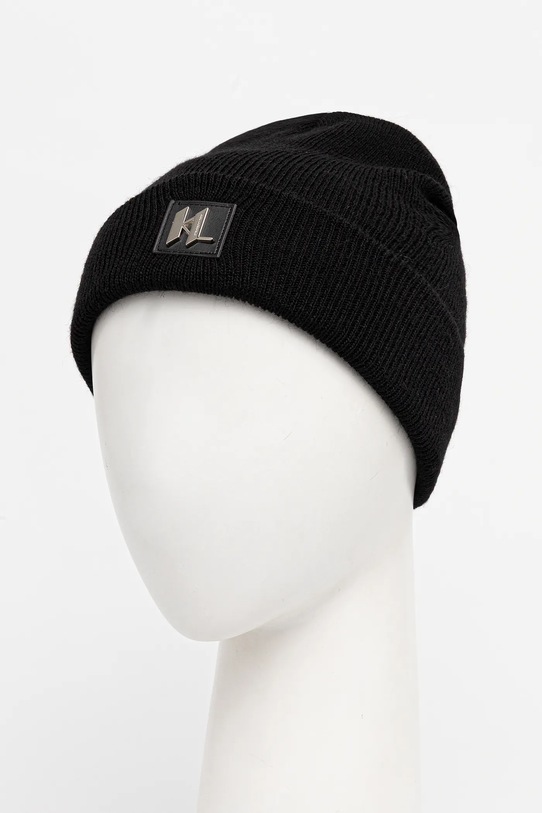 Vlnená čiapka Karl Lagerfeld 554321.805601 čierna AW25