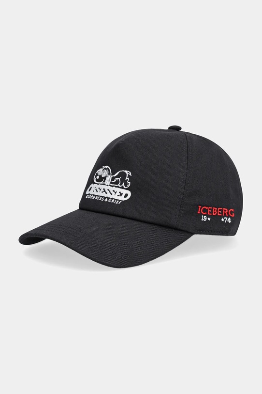 Iceberg czapka z daszkiem bawełniana aplikacja czarny 7105.6967