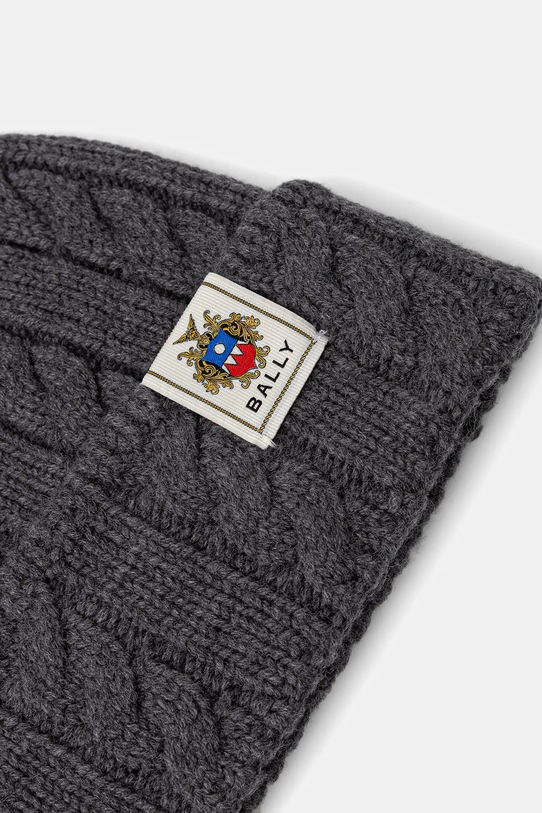 Bally czapka wełniana MHA03L szary AW25