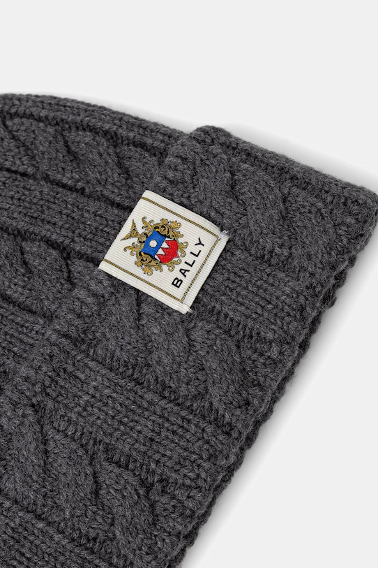Bally czapka wełniana MHA03L szary AW25