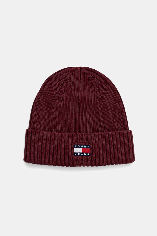 Tommy Jeans czapka bawełniana aplikacja bordowy AM0AM13669