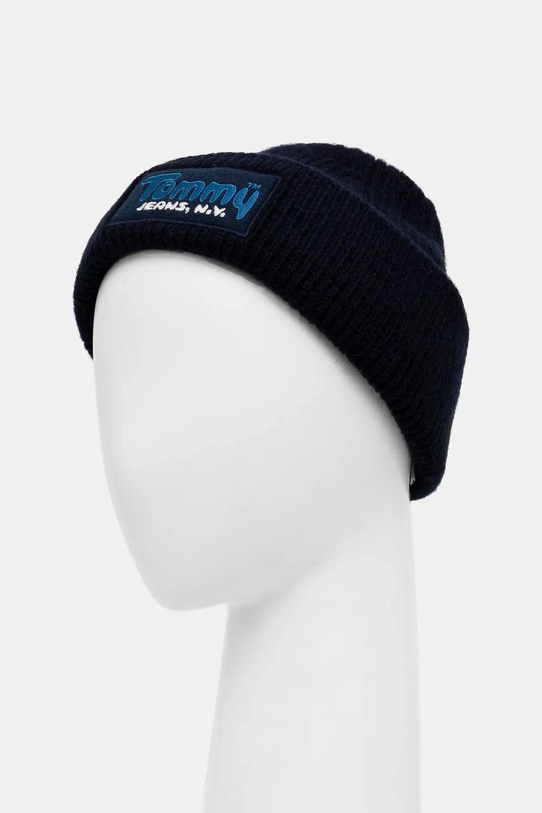 Akcesoria Tommy Jeans czapka z domieszką wełny AM0AM13675 granatowy