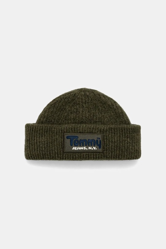 Шапка з домішкою вовни Tommy Jeans з додаванням вовни зелений AM0AM13675