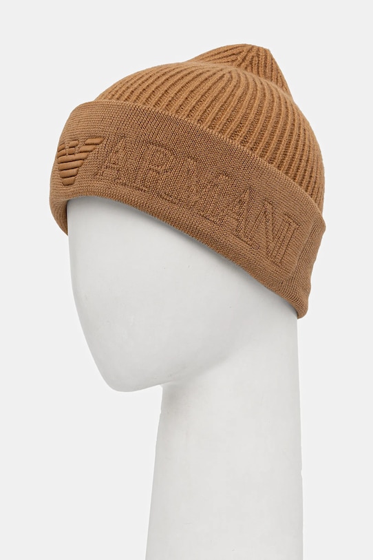 Vlněná čepice Emporio Armani EM003750.AF19896 hnědá AW25