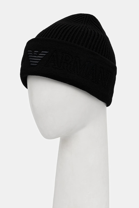 Emporio Armani căciulă de lână EM003750.AF19896 negru AW25