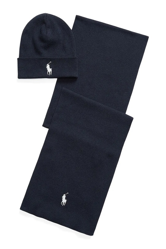 Polo Ralph Lauren czapka i szalik bawełniany bawełna beżowy 710953262
