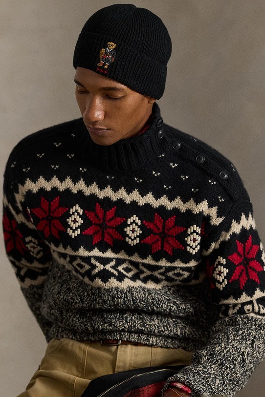 Polo Ralph Lauren pălărie din amestec de lână negru 449P02041