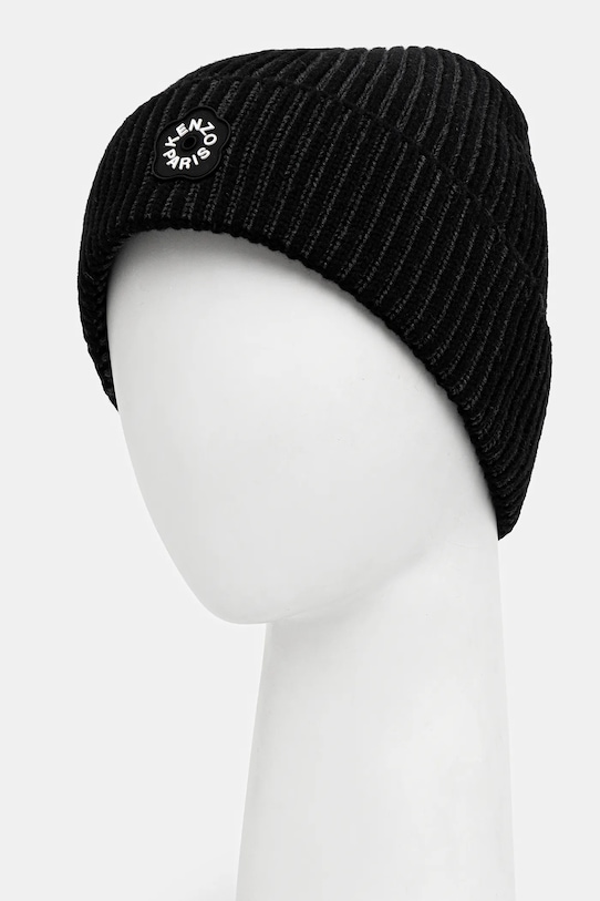Kenzo czapka wełniana FF68BU200KWA czarny AW25