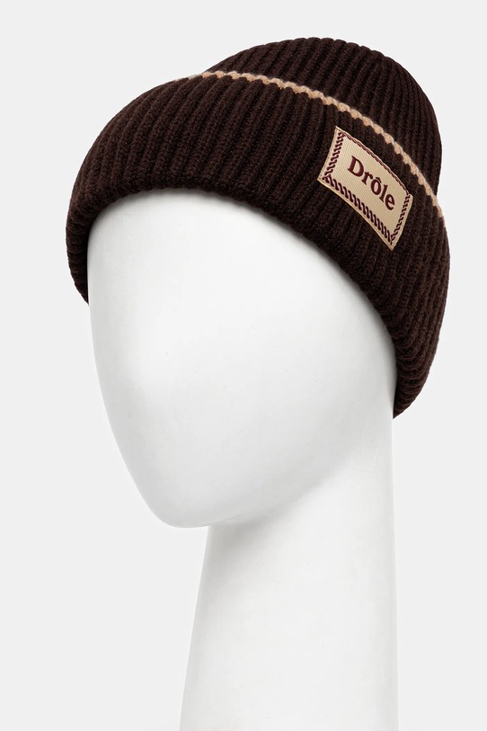 Drôle de Monsieur czapka wełniana Le Bonnet Laine I.BN104.WO007 brązowy AW25