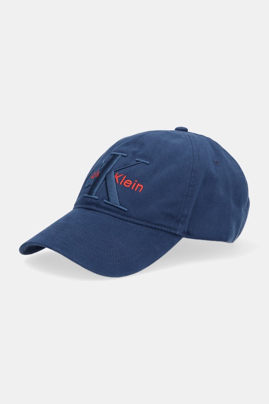 Pamučna kapa sa šiltom Calvin Klein natpis mornarsko plava LV04D5039G