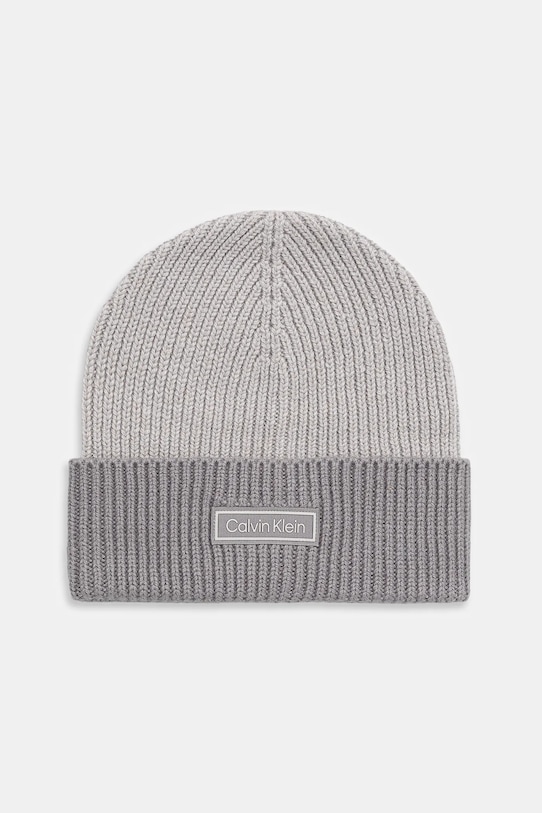 Calvin Klein căciulă de lână imprimeu gri LV04D8029G